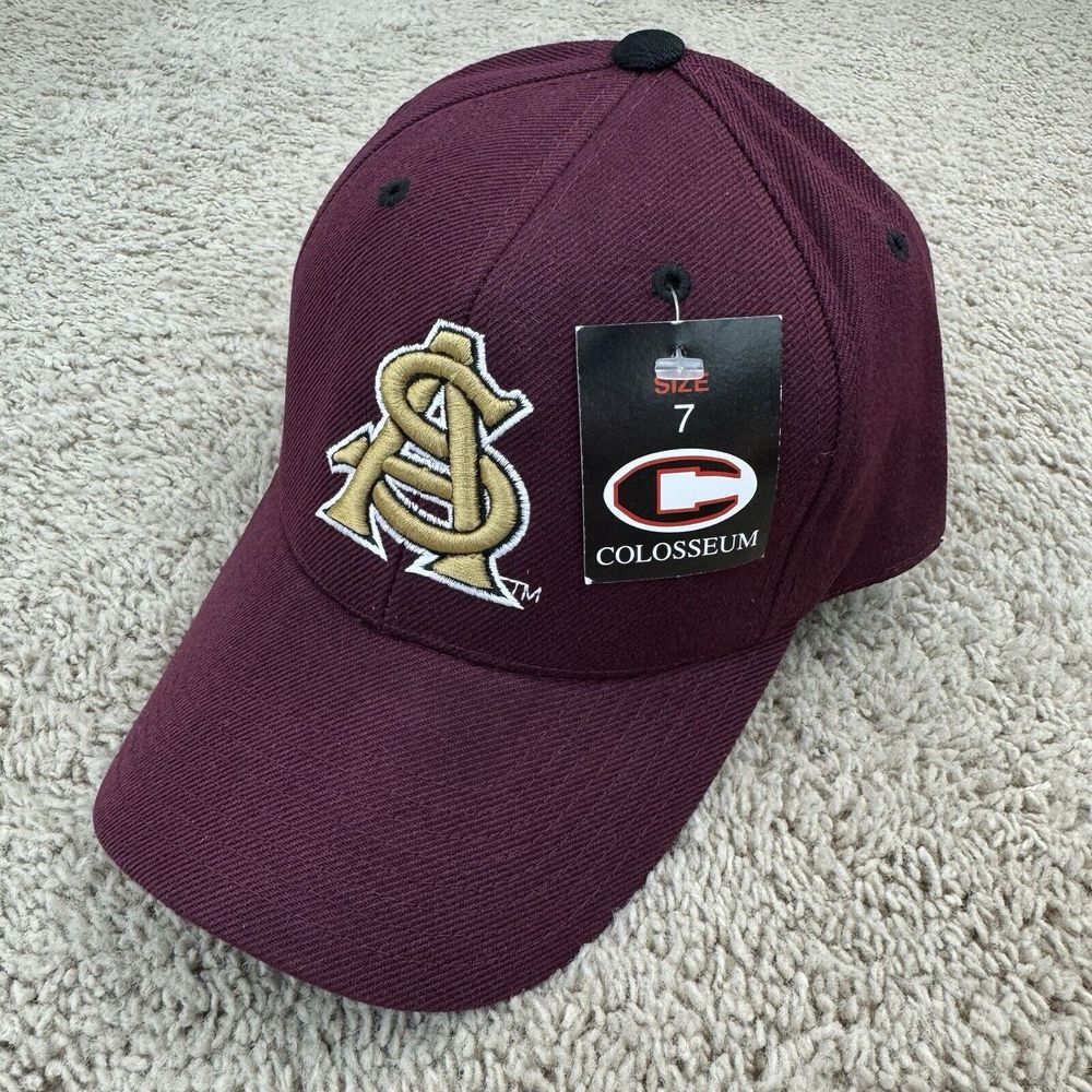 Arizona State Sun Devils Hat Colosseum‎ Fitted 7 Maroon Gold Stacked ASU Logo